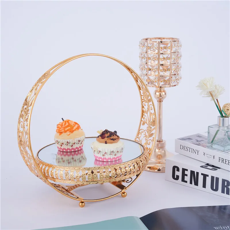 Luxury Glass Afternoon Tea Cupcake Round Metal Decorations Wedding