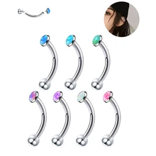 Curved rod G23 titanium eyebrow stud 16G internal thread Opal eyebrow ring fashion women's body accessories