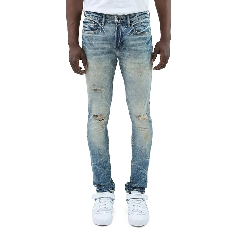 DiZNEW Factory Wholesale custom destroyed denim Jeans ripped skinny jeans men factory