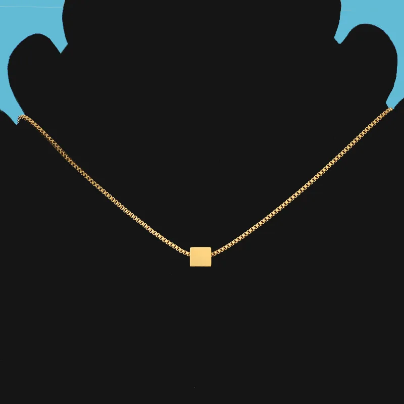 Small Square Box Chain Choker Necklace