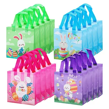Portable Foldable PP Non-Woven Tote Bag for Festivals Customizable Easter Decoration Gift Bag Logo Print Food Packaging Carrying