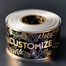 Biodegradable waterproof custom roll logo luxury packaging bottle embossed gold foil labels stickers printing for food cosmetic