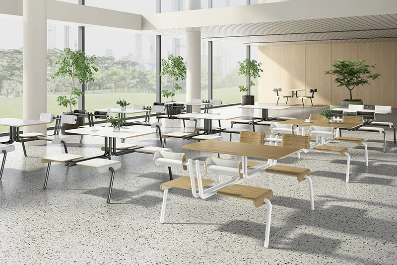 4 Seat Dining Cafeteria Tables And Chair Set Wood School Dining Hall Canteen Table And Chair