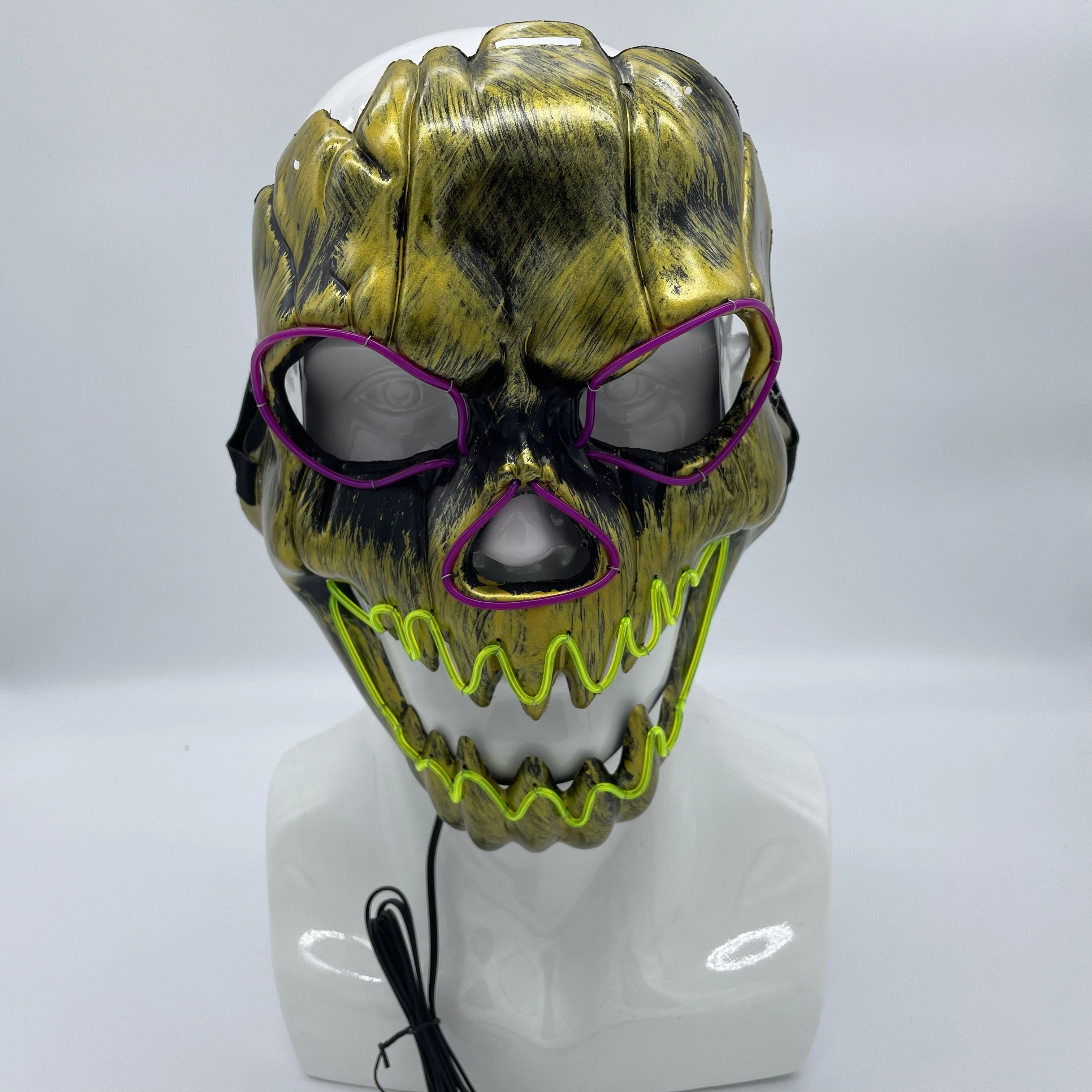 LED PVC Face EL Wire Full-Face Neon Dance Costume for Halloween Festival Rave Comic Con Cosplay Burning Man EDM Other Events