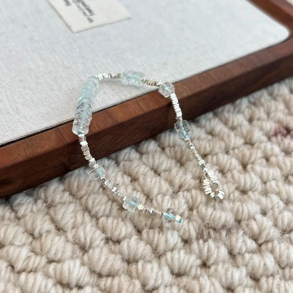 KAKODIY Summer Casual 925 Sterling Silver Jewelry Transparent Natural Topaz Bead Chain Bracelet detail 1