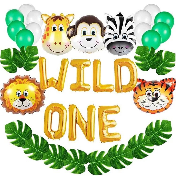 Ballons Decoratifs Pour Anniversaire Theme Jungle 1 Foret Ballons Animaux En Aluminium Feuille De Palmier Buy Sauvage Un Kit De Decorations D Anniversaire 16 Pouces Sauvage Un Ballons Avec 12 Pieces Feuilles De Palmier Artificiel Bebe