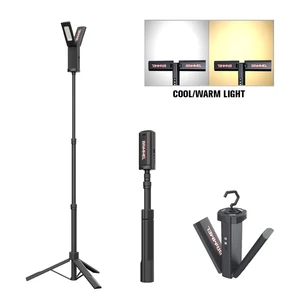 Vertak Portable Detachable 2000 Lumens Rechargeable IP65 LED Flood Camping Light Foldable Cordless Tripod Led Work Light