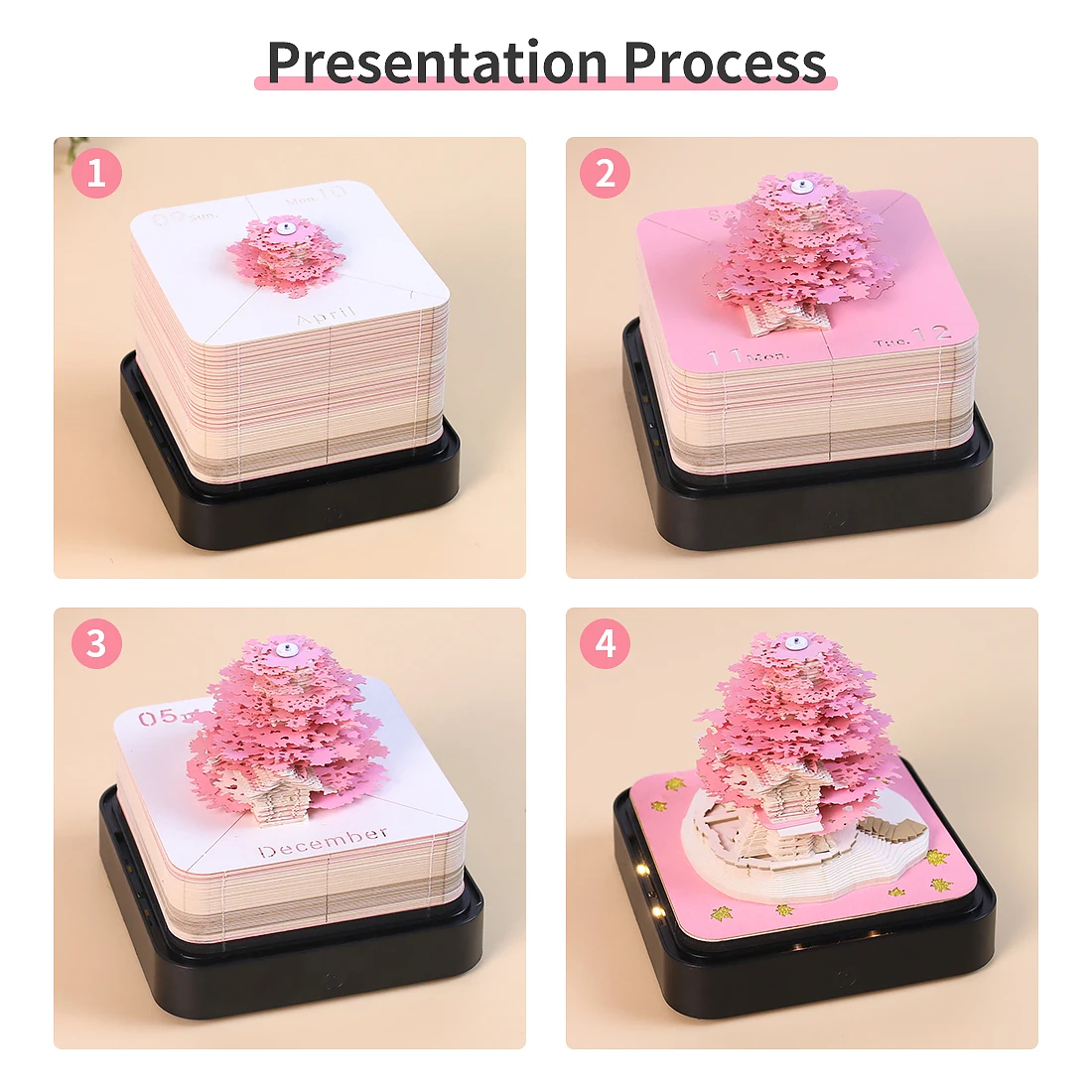 Custom Design 3D Note Pad Block - Cherry Blossom Sakura Tree
