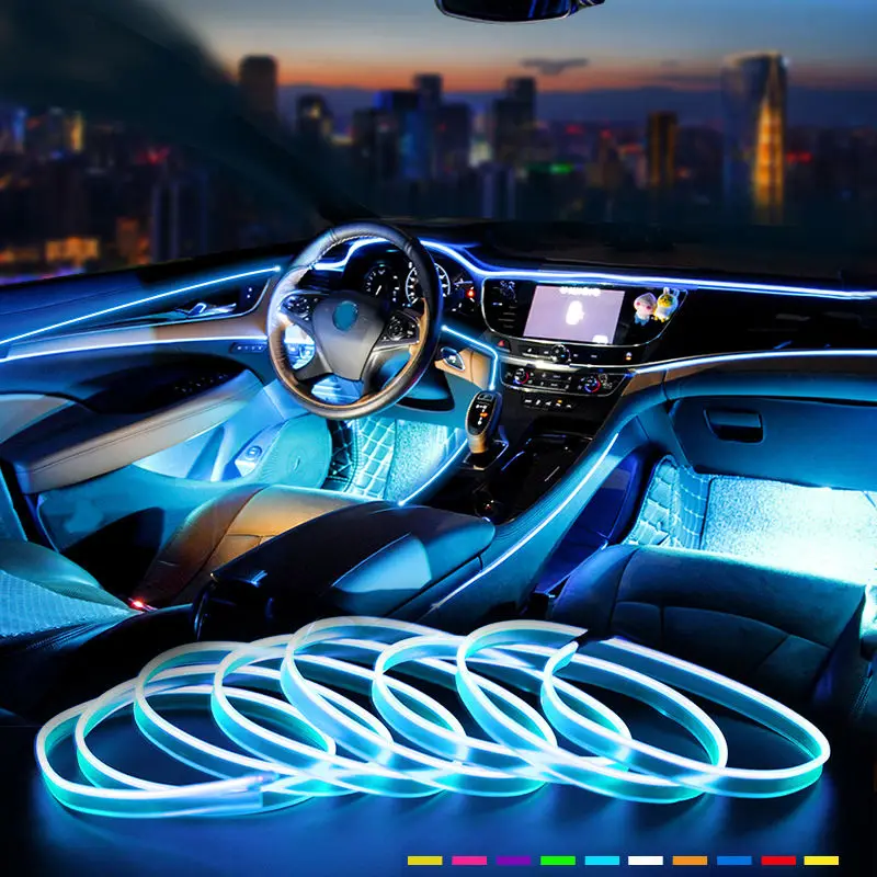 EinParts Led Fiberglass for Car EL Wire 12V 2M Red, Ambient Light LED