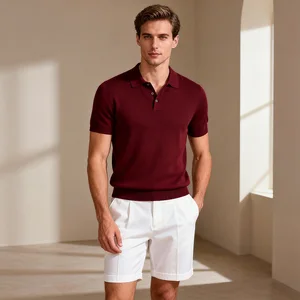 Custom logo Snap Metal Button Golf Polo Shirts Shorts Outfit 2 Piece Sets Knit Resort Wear Odor-Resistant Collared Polo t Shirts