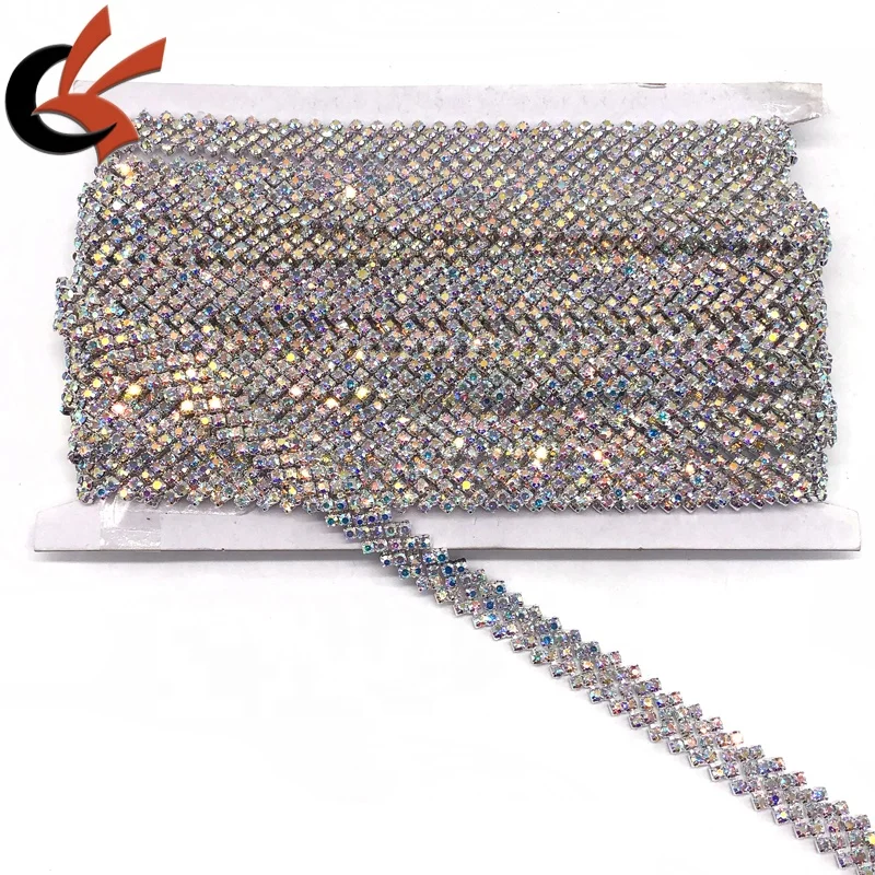 Silver Crystals Rhinestone Chain Trim Diamond Belts Trimming for DIY Clothes Accessory Dress Belts Headpiece Jewelry Making