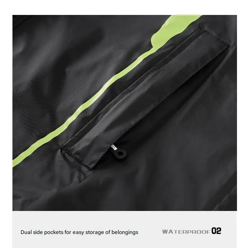Modern Eco-Friendly Reflective Striped Motorcycle Raincoat Popular Waterproof Design for Outdoor Tours and Campers