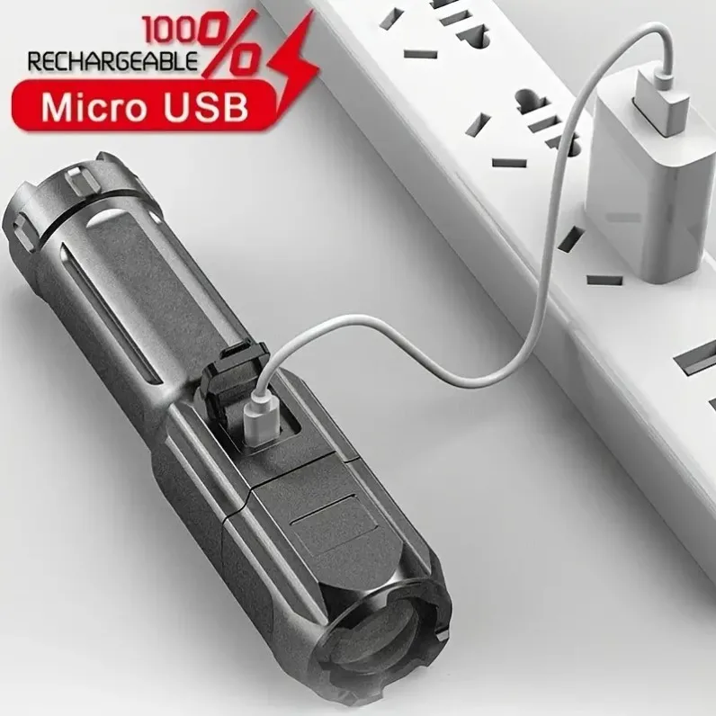 High Power USB Rechargeable LED Flashlight Waterproof Outdoor Tactical Hunting & Fishing Searchlight for Camping