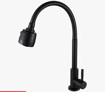 Discount SUS304 Kitchen Bib Cock Matte Black Flex Column and Sprayer Switching Single Cold Water Tap Faucet