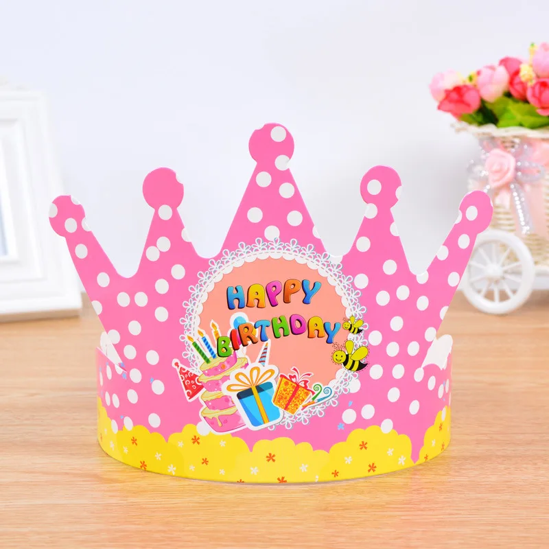 Gold Paper Crown Happy Birthday Cap Children Kids Girls Adult Baby Cake ...