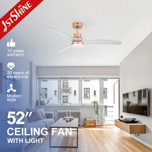1stshine LED Ceiling Fan 3 Transparent Plastic Blades Power Saving Fancy 52 Inches Led Ceiling Fan Light