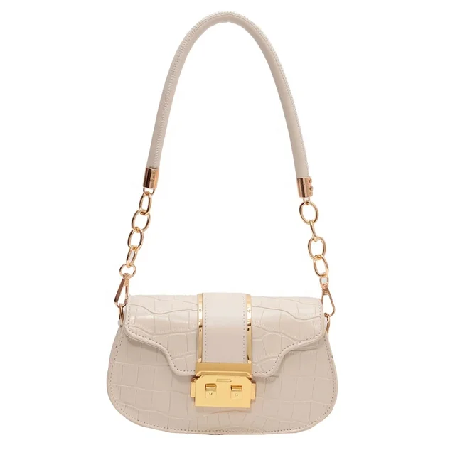 Fashionable Single Shoulder PU Chain Bag with Lock Buckle Underarm Design for Textile Packaging