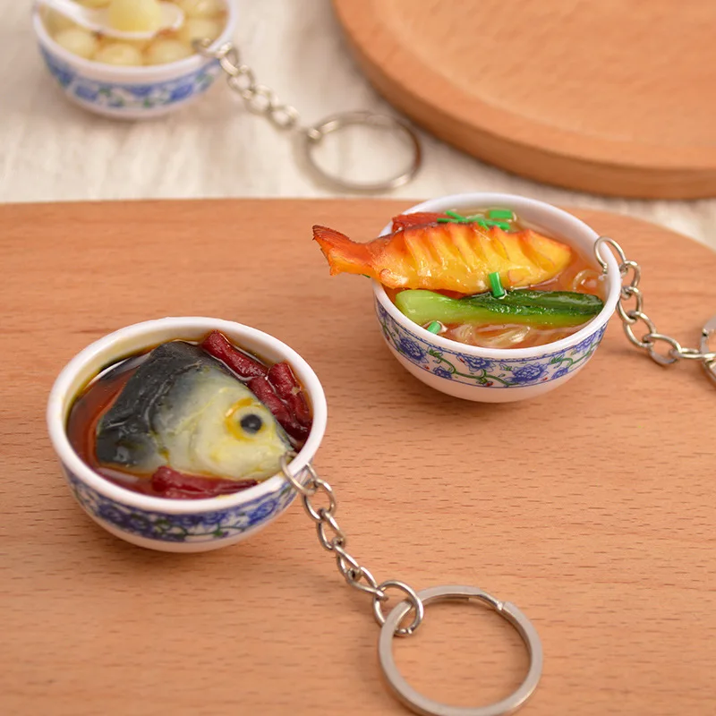 Производители пятно ПВХ минимодель игрушка кулон Творческий синий и белый фарфор чаша цепочка для ключей аксессуары
