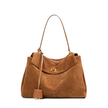 Ladies' High-grade Cowhide Handbag, Large Capacity Fashionable Genuine Leather Shoulder Bag