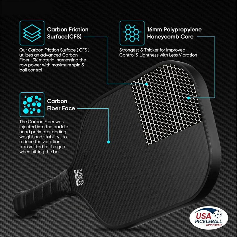 USAPA Approved Stock Custom LOGO 16mm 3K GEN 2 3 Pickleball Paddle Carbon Surface T700 Raw Carbon Fiber Pickleball Paddles 2024 supplier