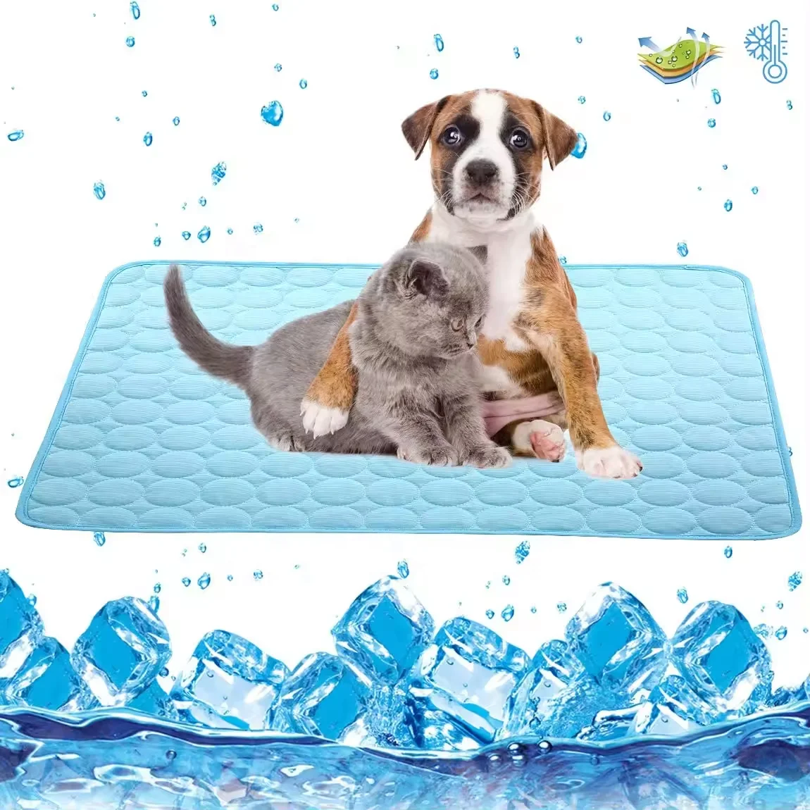 Gran oferta superior impermeable de alta absorción, seguro, fácil de transportar e limpar, estera de refrixeración de verán para mascotas