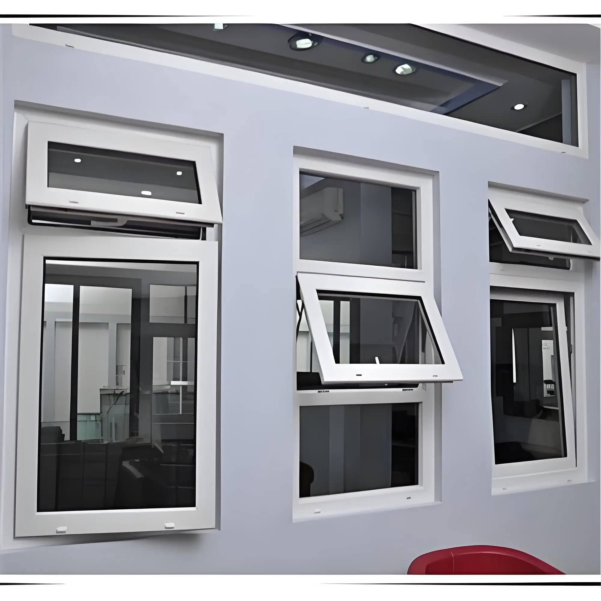 Top Hung Window Optional Automatic Vertical Pivot Skylight Hinged Windows PVC or Aluminum Awning Window