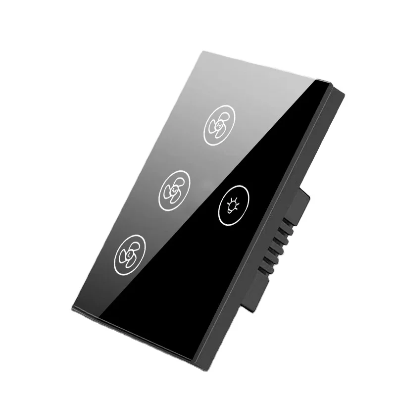 Modern Wall Fan Remote Switch Smart Wifi, Speed Controller Fan Touch Screen Regulator Switch Tempered Glass Panel SM-US-CM12 10A