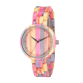 TJW Luxury Women's Quartz Watch Colorful Wooden Design Small Batch Customized Logo OEM/ODM Perfect Matching Clothing Accessory