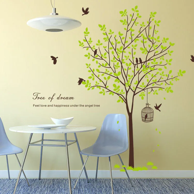 Birdcage With Branches Wall Decals, Nursery Birds Vinyl Wall Stickers, Bedroom Wall Decor - Australia