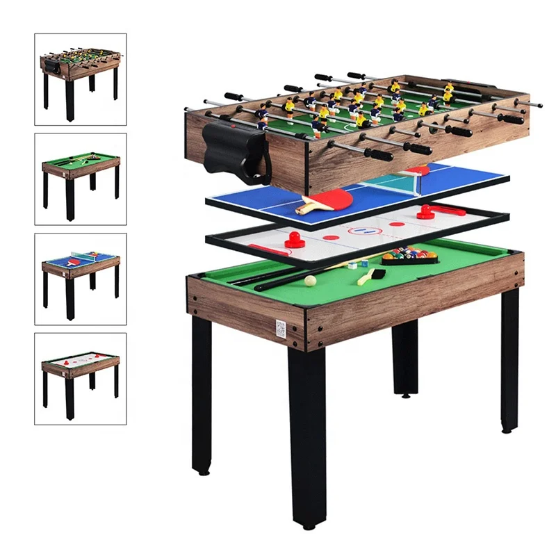4 FT 4 in 1 Tabletop Combo Billiards Table,  Soccer Table ,Tennis ,Ice Hockey Arcade Table Games Indoor Sport Game Goods