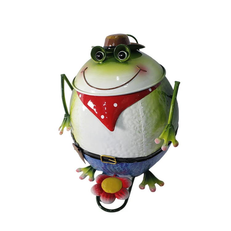 art Metal Animal Garbage Can frog Shape Waste Bin Cute Trash Can For 