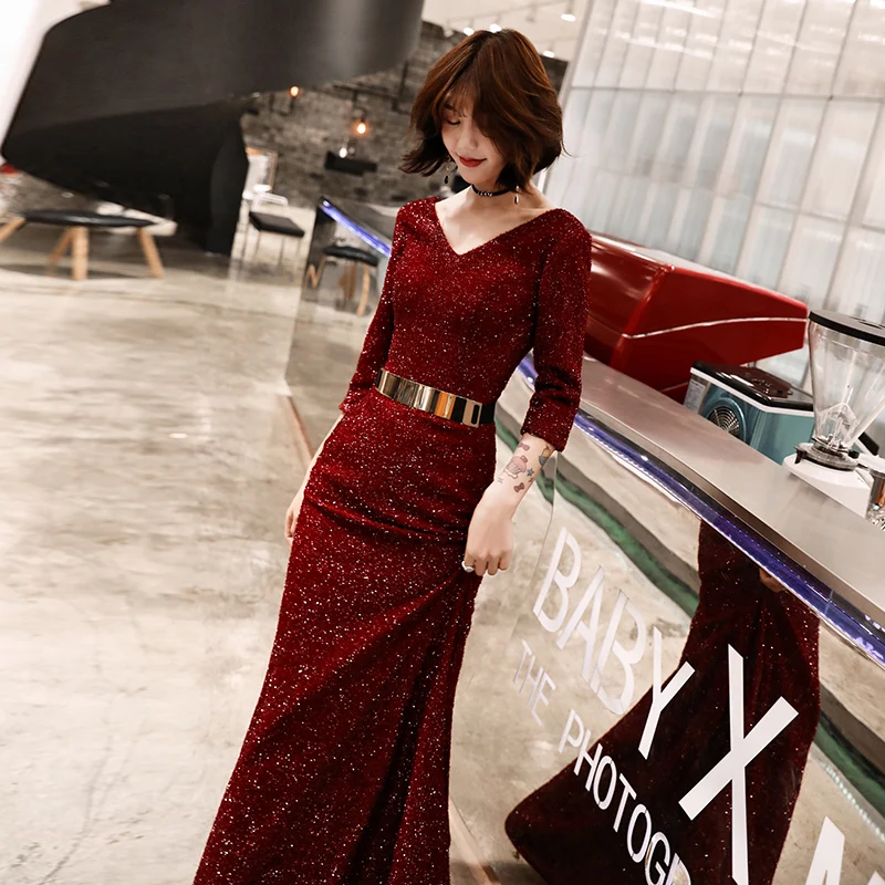 dark red evening dress A Line Light Blue Lace Long Prom Dress with Slit, Light Blue Lace Form –  abcprom main image 0