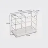 Silver 12Lx6Wx10H cm(Four-grid toothbrush rack with paster)