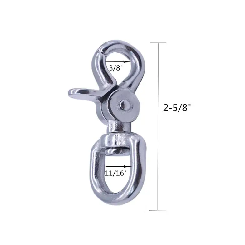 1-Piece 316 Stainless Steel Swivel Trigger Snap Hook – 2.65" Heavy Duty Clip, 130lb Capacity, Marine-Grade For Leashes, Bags & Cameras
