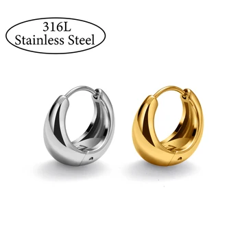 1 Pair 316L Stainless Steel 20G Huggie Earrings Chunky Ear Rings Click Helix Cartilage Fashion Daily Wear PVD Plated Jewelry