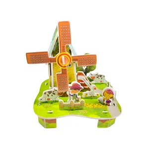 Educational DIY 3D Windmill Farm Puzzle Mini Paper Model Building Kit for Kids Aged 5 to 7 Years