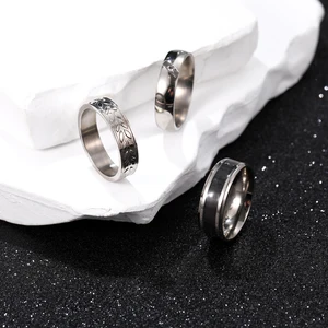 2026 Men's Rings and Necklace Various Shape Leaf Titanium Rings CZ Stones Setting Titanium Jewelry