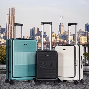 Wholesale Custom Collapsible Business Suitcase Lightweight Front Open Trolley Luggage Set Foldable Case ABS Polyester Lining