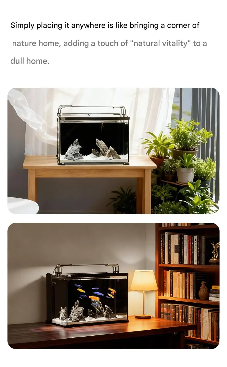 YEE Wholesale Custom Fish Tank Ultra White Glass Clear Desktop Ecological Aquarium Tank With Cover product detail 10