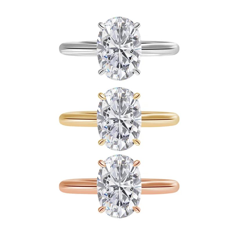 Fine Diamond Jewellery Rings Lab Grown Diamond 0.5ct Oval Def Vs Vvs Lab Diamond 14k Solid Gold Engagement Ring