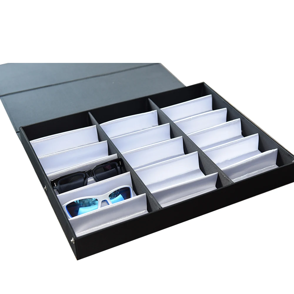 YTZ048 18slots Portable Eyeglass Sales Reps Display Storage Box Display Sunglasses Suitcase Eyewear  Carrying Bag