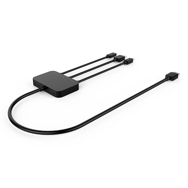 Male to Male Multiple Input Single Output USB Cable Power Hub Mini DP HDMI USB-C to HDMI 3 in 1 HDTV DVD Player Computer Silver