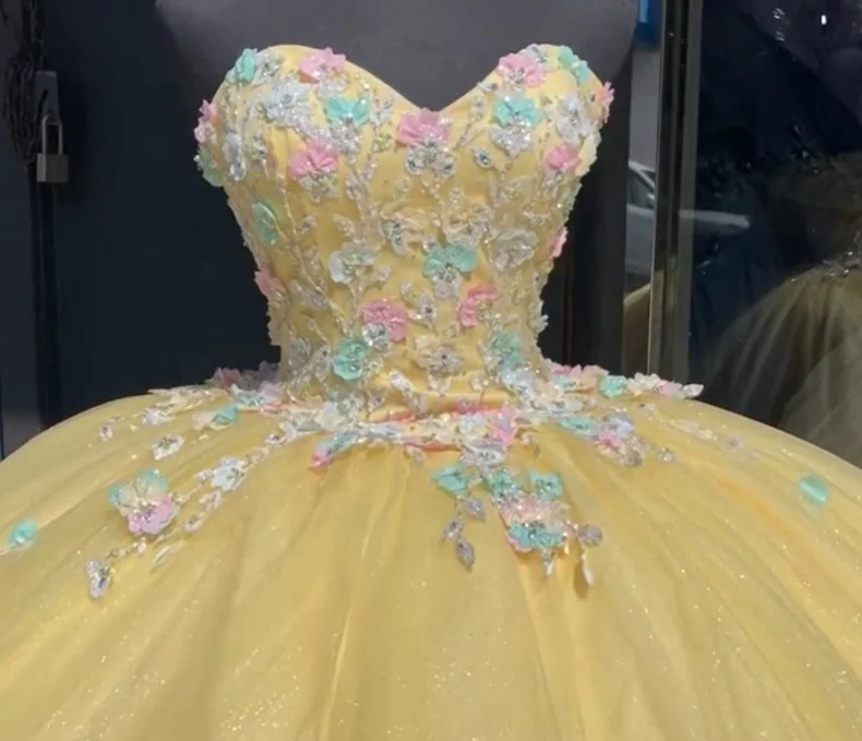 pastel yellow quinceanera dresses Applique Sweetheart Ball Gown by LizLuo Quince 26100 0 / Yellow