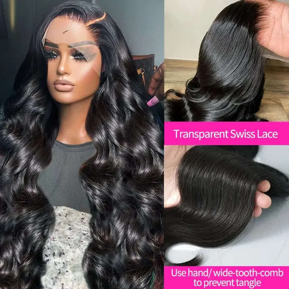 Pelucas frontales de encaje con ondas corporales de densidad 150%, cabello humano brasileño prearrancado para mujeres_voghion.com