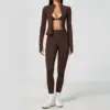 Brown/Yellow Bra+Jacket+Leggings Set