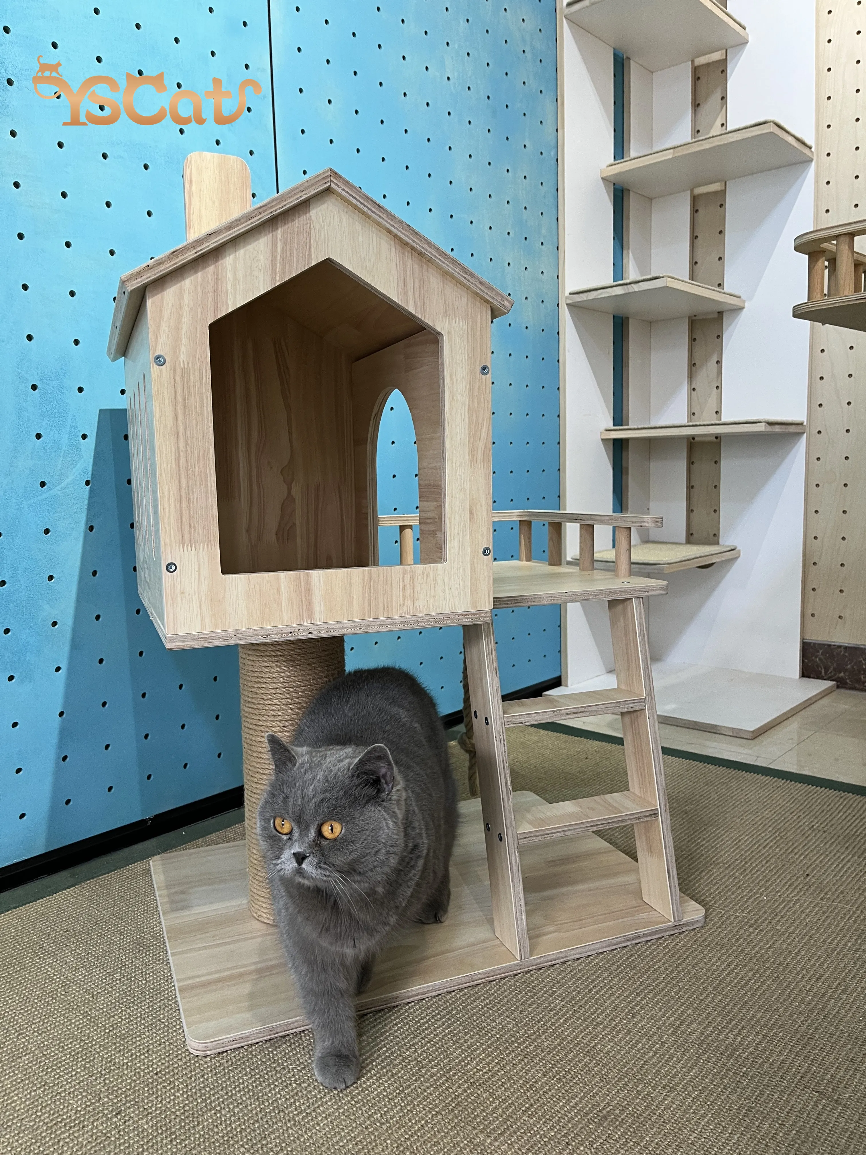 High Quality Cat Condo Wood Cat Tree Scratcher Large Cute Luxury Cheap