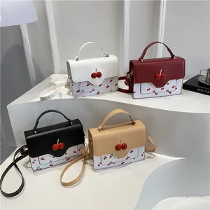 Cherry Pattern Women's Crossbody Bag PU Leather Women's Shoulder Bag Fashion Handbag for Ladies Sac Dos