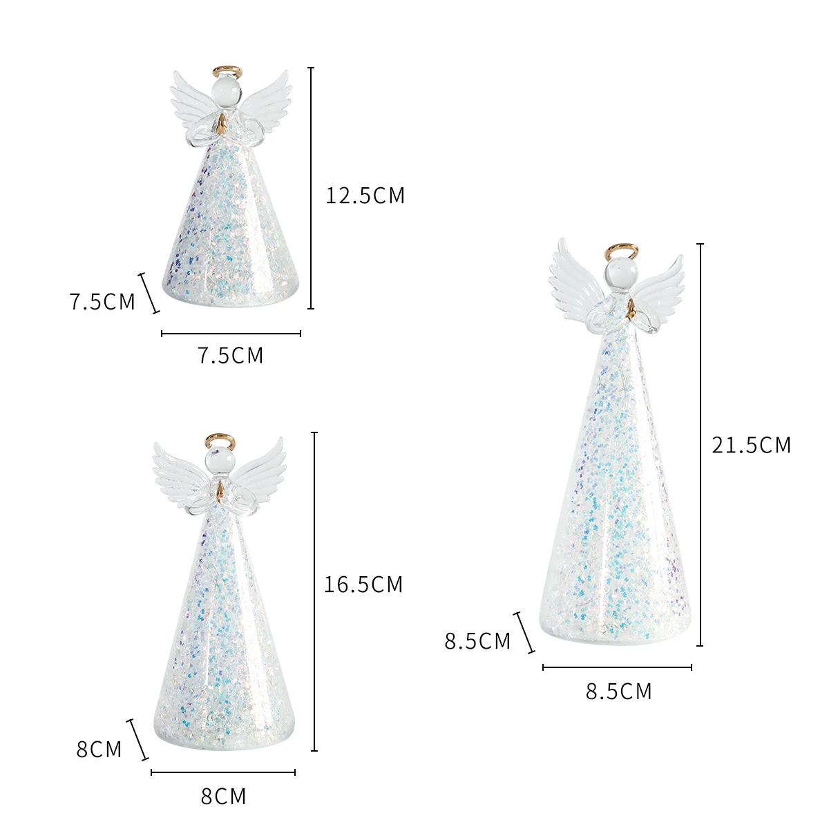 little glass christmas angel for sale led clear glass light up skirt angel decoration with sequin Christmas decoration gift