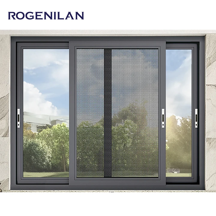 Sliding Aluminum Window with Mesh Soundproof Glass Aluminum Sliding Kitchen Window