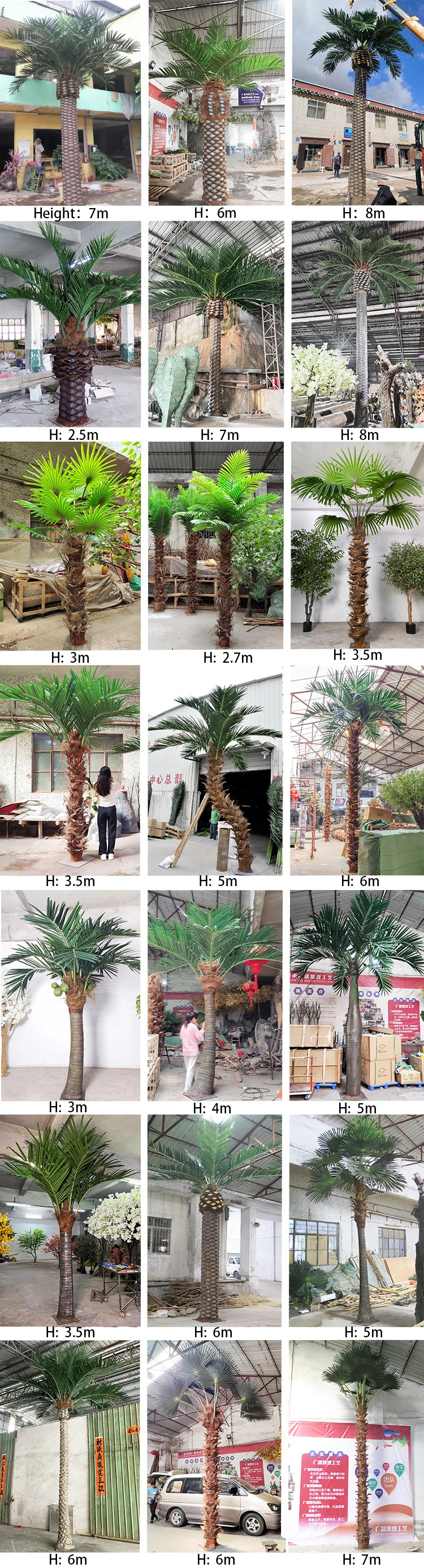 14 Feet Fake Curved Palm Trees Artificial Outdoor 3 Meter 7 Meters UV ...